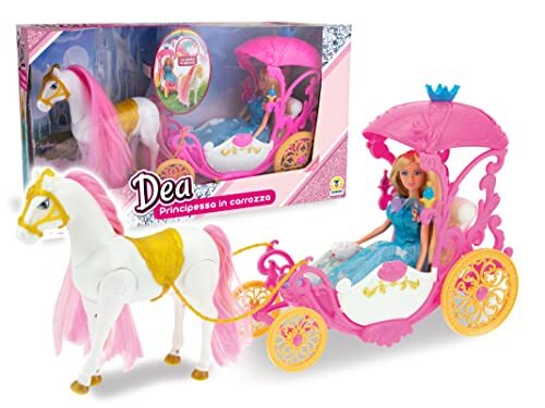 Teorema - Prinses in de carrosserie met paardenmeisje dat genitreerd en echt rijdt, inclusief melodieën, kleur roze, 66991