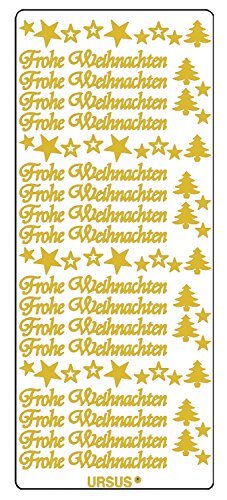 Ursus 59300059 - creatieve stickers, Vrolijk Kerstmis, 5 vellen, goud