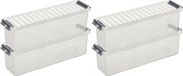 Sunware 12x Q-Line Opberg Box/Opbergdoos - 1.3 Liter - Transparant/Zilver