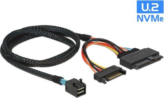 Delock Mini-SAS HD SFF-8643 > U.2 SFF-8639 + SATA-power - 0,75 meter