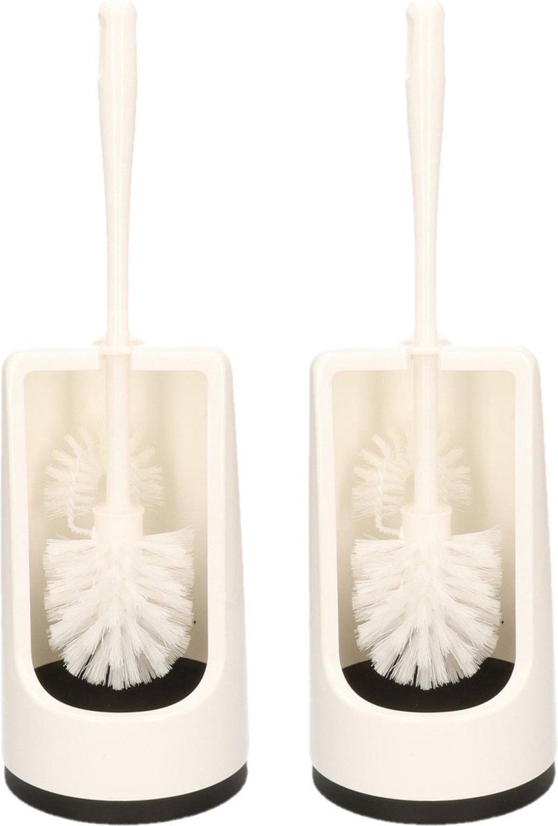 Brumag 2x wc-borstels met randreiniger inclusief houder wit 41 cm - Toiletgarnituur