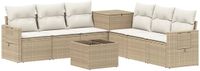 vidaXL Bankstel Beige en Crème Wit Poly Rattan en Staal