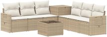 vidaXL Bankstel Beige en Crème Wit Poly Rattan en Staal