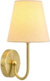 Relaxdays Lampe murale, abat-jour en tissu, métal, hauteur x largeur x profondeur : 26 x 14 x 16,5 cm, E14, lampe murale d'intérieur, lumière murale, crème/laiton