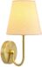 Relaxdays Lampe murale, abat-jour en tissu, métal, hauteur x largeur x profondeur : 26 x 14 x 16,5 cm, E14, lampe murale d'intérieur, lumière murale, crème/laiton