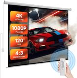 VEVOR Gemotoriseerd Projectiescherm, 120 Inch 4:3 4K 1080 HD
