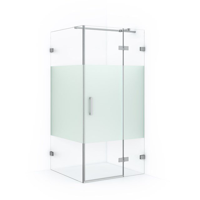 Maxaro Douchecabine Diamond 100x100cm 8mm Helder Veiligheidsglas met Matte Strook Chroom