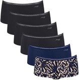 Sloggi GO Crush Short C6P Set van 6 dames slips zwart/blauw katoen/elastaan maat M