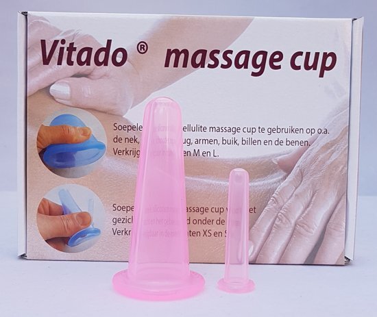 VITADO Massage cup cupping set voor het gezicht siliconen voor gezicht / faciale cupping 3.6 cm + tijdelijk 1.5 cm cup gratis KLEUR ROZE