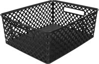 5Five Opbergmand/box van kunststof - zwart - 29 x 35 x 13 cm - 11 liter
