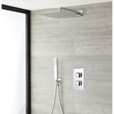 Hudson Reed Ensemble de douche avec mitigeur de douche encastré thermostatique 2 voies, douche de tête 30x30cm & douchette - Chrome | Kubix