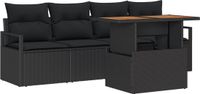 vidaXL Tuinbank Set Zwart Polyrattan