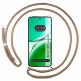 Transparante Oppo Transparante beschermhoes voor de Oppo Reno 12FS 4G / 12 FS 5G, met koord in camelbruin