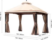 Vevor® Opvouwbaar paviljoen Feesttent Partytent 393x325x354cm Beige