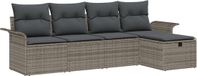 vidaXL Tuinbank Set 5-zits Grijs Polyrattan