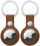 Rosso Element 2-Pack Hoesje Geschikt voor Apple AirTag Sleutelhanger Kunstleer | Hanger | Case Bruin