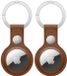 Rosso Element 2-Pack Hoesje Geschikt voor Apple AirTag Sleutelhanger Kunstleer | Hanger | Case Bruin