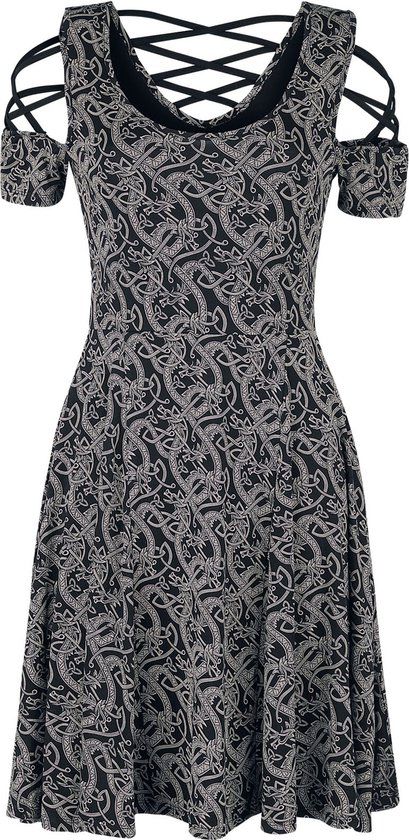 Black Premium by EMP Zwarte jurk met vetersluiting en keltische print - Dames - 4XL