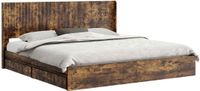 vidaXL Bedframe met opbergruimte en hoofdbord Gerookt eiken