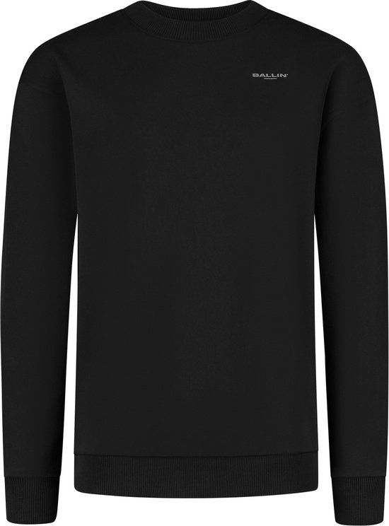 Ballin Amsterdam - Jongens Regular fit Sweater met Lange Mouwen en Ronde Hals - Zwart - Maat 12