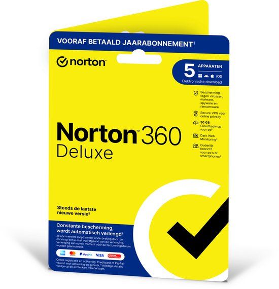 Norton 360 Deluxe 2020 - 5 Apparaten - 1 Jaar - 50GB - Nederlands - Download