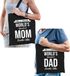 Bellatio Decorations Shoppartners Bv Worlds Greatest Mom en Dad Tasje - Cadeau Boodschappentasjes Set voor Papa en Mama - Moederdag en Vaderdag Cadeautje