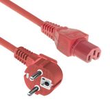 ACT Netsnoer Schuko CEE 7/7 male (haaks) - C15 IEC 60320 rood 1 m AK5314