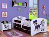 BDW Lit enfant Super Dog – lit bébé avec matelas et tiroir – lit anti-chute confortable et durable – chambre d'enfant – wengé (motif 1) – 190 x 90 cm