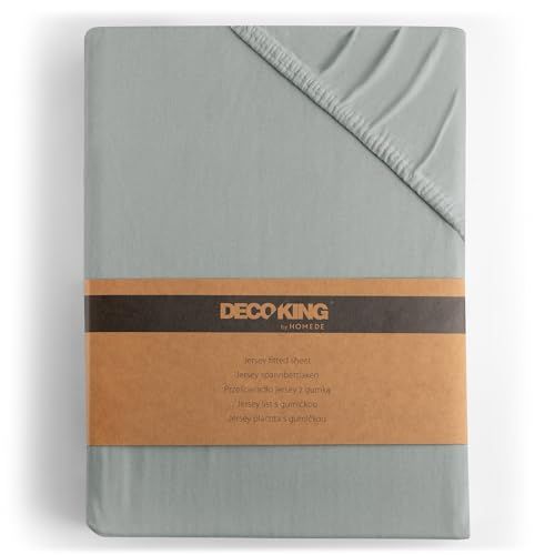 DecoKing Hoeslaken 200x200-200x220 cm 100% Gekamd Katoen Jersey Zacht Grijs Amber