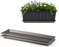 Plasticforte Plantenbak water onder opvangschaal - 2x - antraciet - rechthoek - 59 x 19 cm