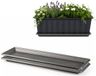 Plasticforte Plantenbak water onder opvangschaal - 2x - antraciet - rechthoek - 59 x 19 cm