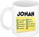 Bellatio Decorations mok Jonah - wit - top gozer - keramiek - 300 ml - cadeau collega beker