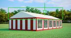 Tente de réception toit 6x12 m - PVC 500 g/m², hauteur latérale 2 m, sans armature - Rouge-blanc