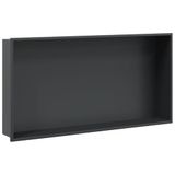 vidaXL Douchenis zwart mat 62x32x9 cm roestvrij staal