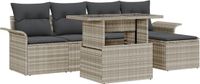 vidaXL Tuinbank Set 6-delig Lichtgrijs Polyrattan