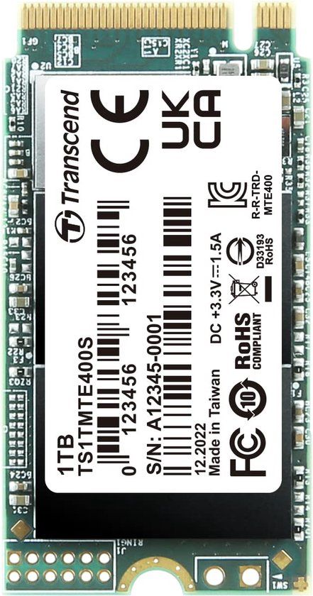 Transcend MTS400S 1 TB NVMe/PCIe M.2 SSD 2242