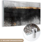 MuchoWow® Glass Painting 80x40 cm - Acrylic Glass Painting - Gold - Abstract - Luxury - Photo on Glass - Paintings