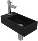 INK - Fonteinpack Quartz Links incl. Fonteinkraan - Design Sifon - Design Plug en Montageset - 360x180x90 Mm - Quartz Zwart/chroom