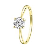 Lucardi Dames Ring gold bezet met zirkonia van Swarovski 6mm