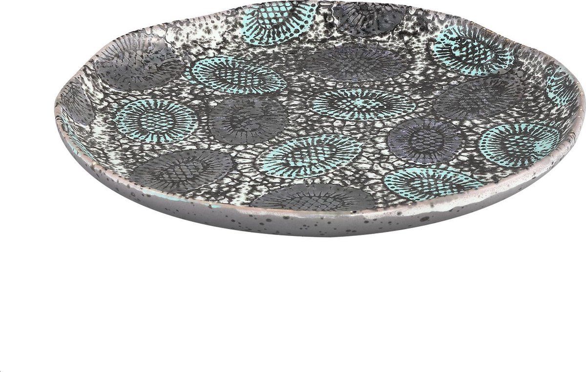 PTMD Peacock Grey Keramiek Schaal Rond S - Grijs