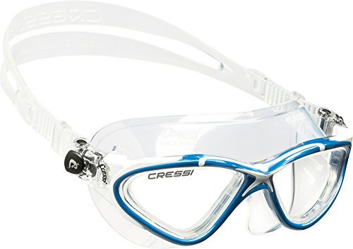 Cressi King Crab Goggles - Jonge zwembril voor kinderen van 7 tot 15 jaar - Gemaakt van zacht siliconen, transparant/blauw, standaard