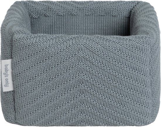 Baby's Only Gebreide commodemandje - Opbergmandje met visgraatmotief - Commode organizer - Babykamer accessoires Grace - Nordic Blue