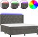 vidaXL Boxspring met matras en LED fluweel donkergrijs 160x200 cm
