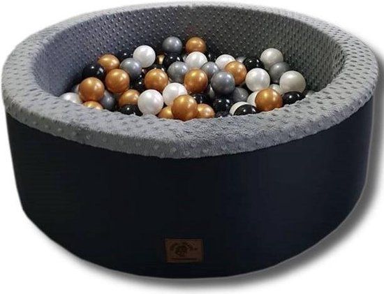 Ballenbad rond - zwart - 90x40 cm - met 200 ballen