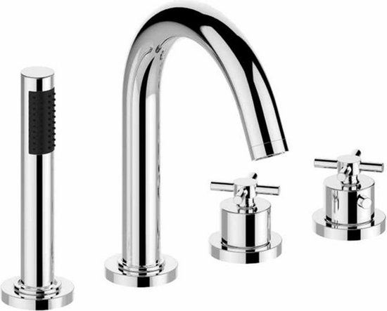 Wiesbaden Cross Inbouw Badrandkraan Afbouwset 4-Gats - Chroom
