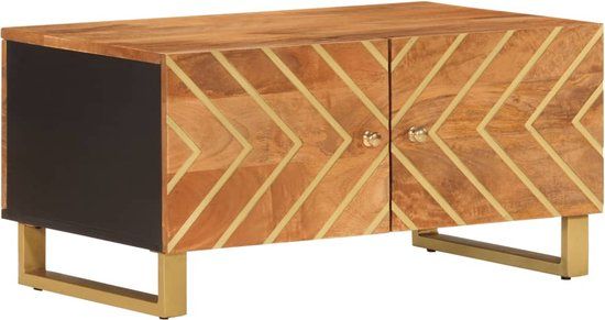 vidaXL Salontafel 80x50x40 cm massief mangohout bruin en zwart