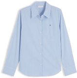 Tommy Hilfiger Dames ESS POPLIN shirt met lange mouwen, maat 40, katoen, elastaan, blauw