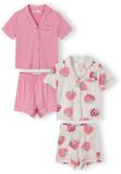 Minoti Meisjes Pyjamaset 2-pack met aardbeienprint - korte mouw
