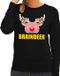 Bellatio Decorations Foute kersttrui / sweater braindeer zwart voor dames - Kersttruien XL