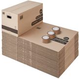 Pack and Move - Set 10 boîtes de déménagement stockage XL - 80 x 40 x 40 cm - Poignées renforcées - 1 rouleau de ruban adhésif offert